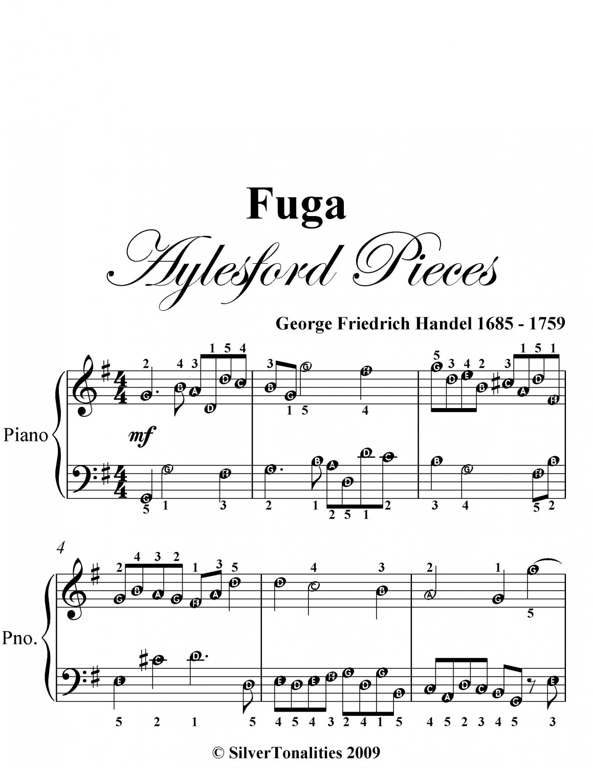 Fuga Aylesford Pieces Easy Piano Sheet Music PDF