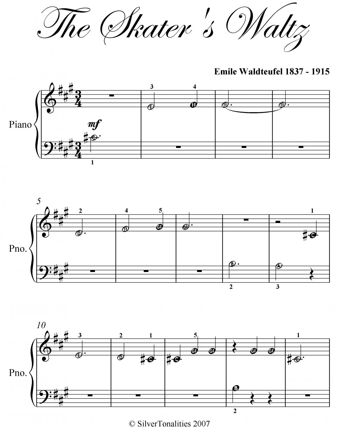 Skater's Waltz Beginner Piano Sheet Music PDF