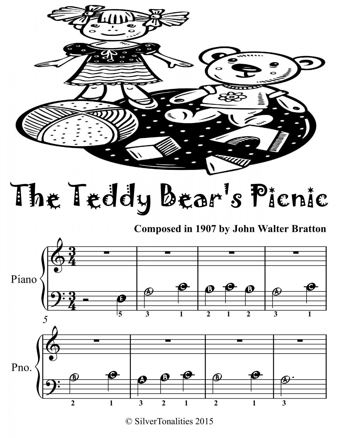 Teddy Bear’s Picnic Beginner Piano Sheet Music Tadpole Edition PDF