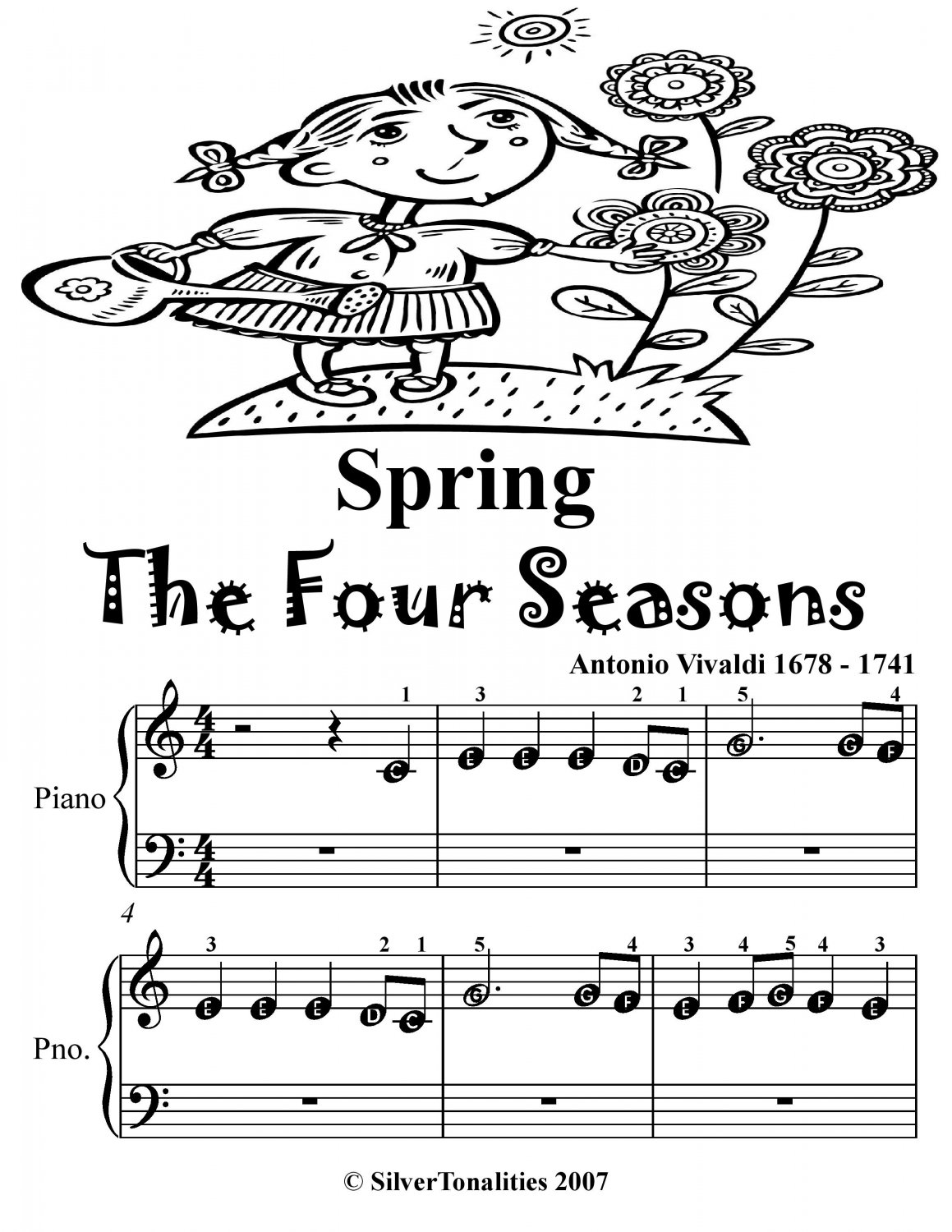 Spring Four Seasons Beginner Piano Sheet Music Tadpole Edition PDF