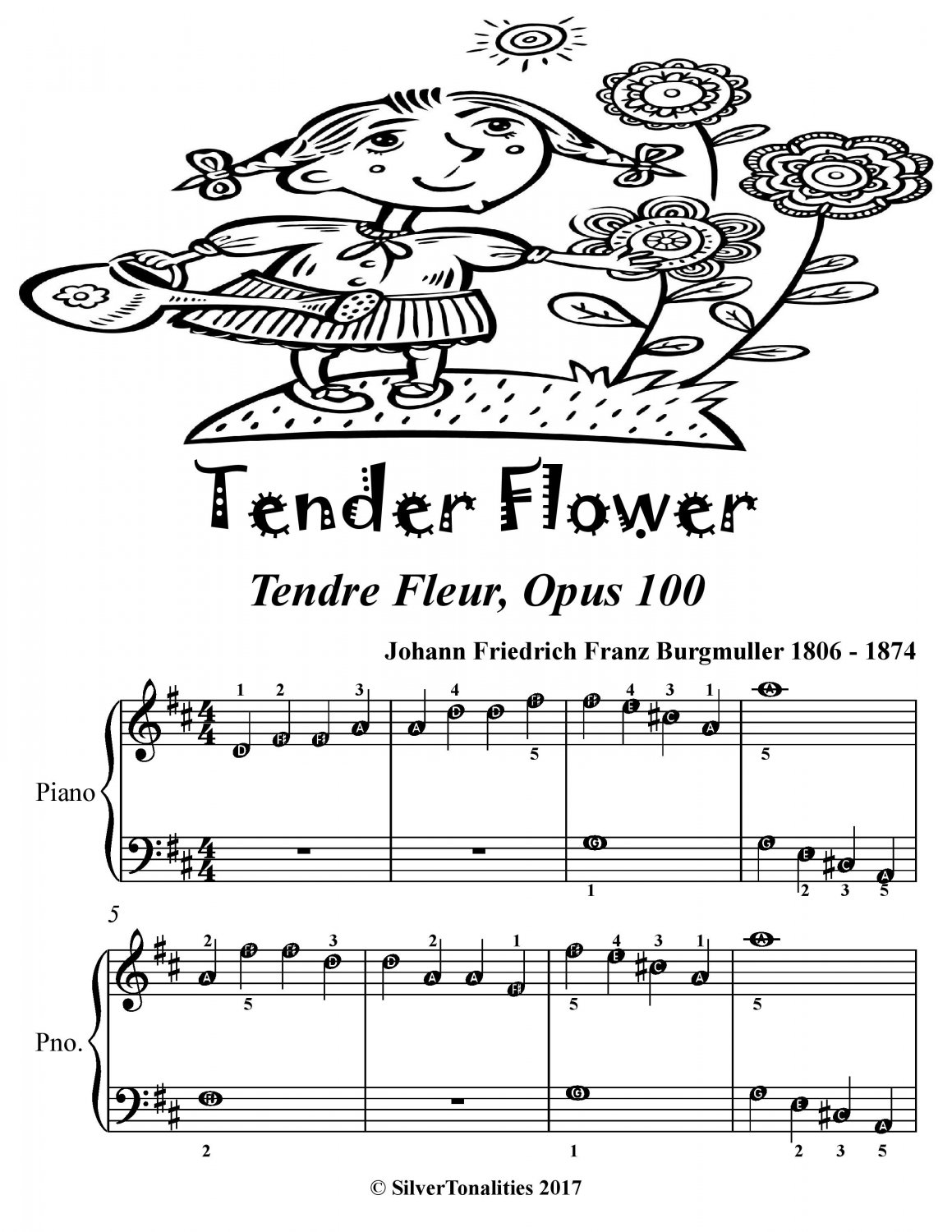 Tender Flower Tendre Fleur Opus 100 Easiest Piano Sheet Music PDF