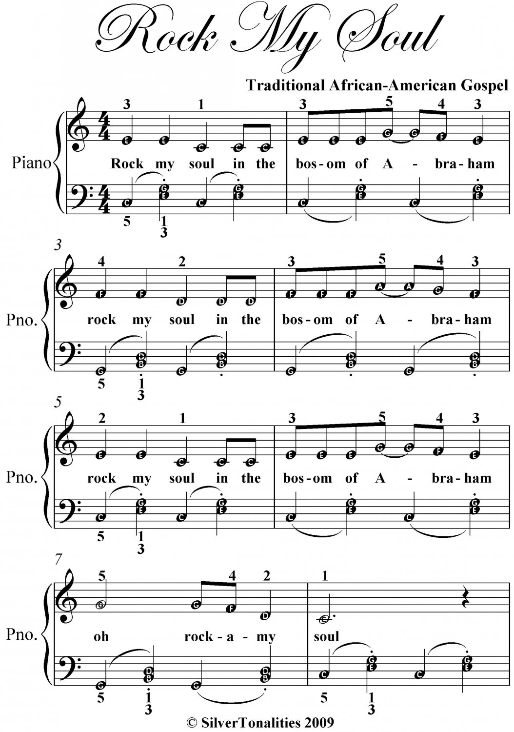 Rock My Soul Easy Piano Sheet Music PDF