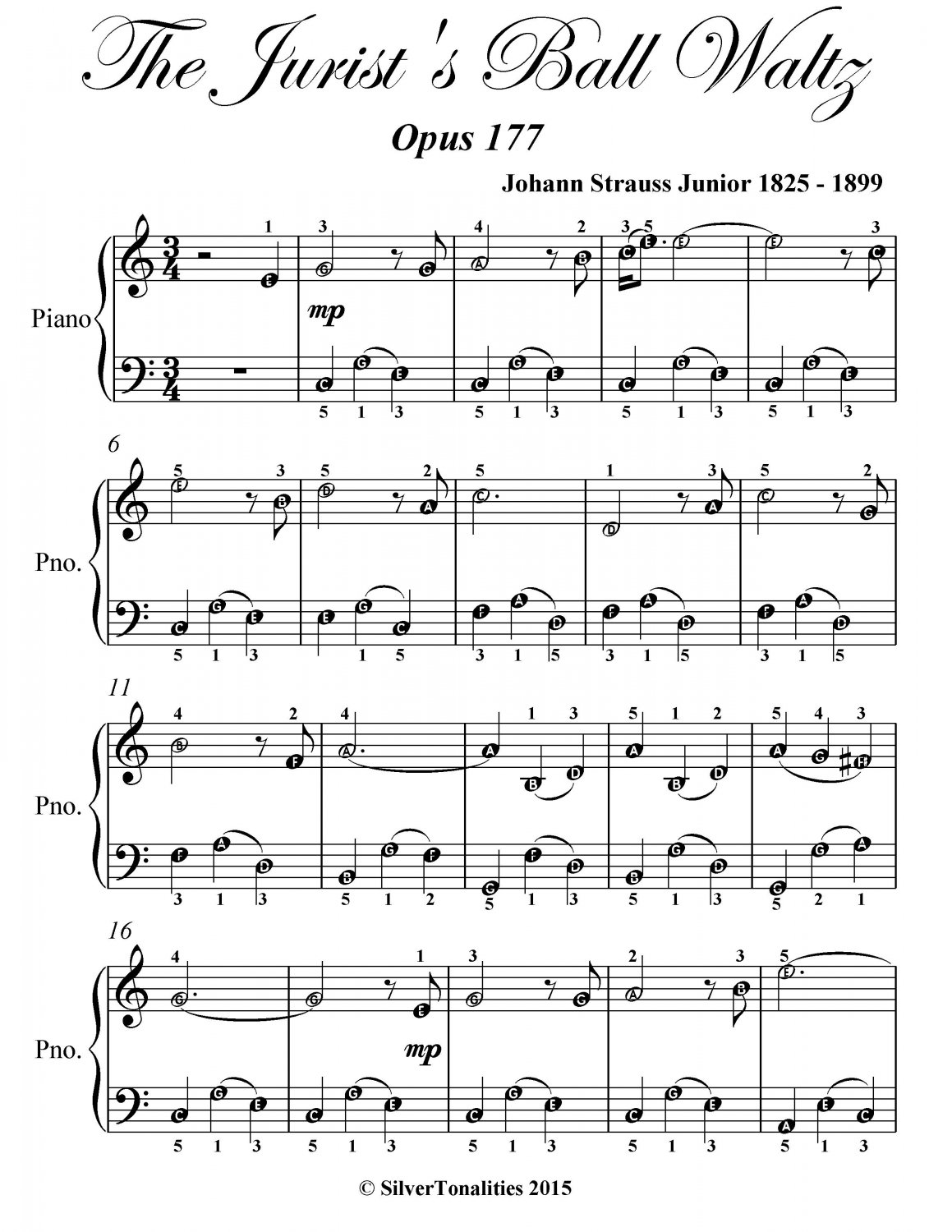 Jurist’s Ball Waltz Opus 177 Easy Piano Sheet Music PDF