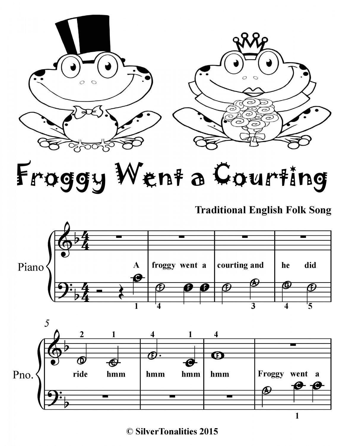 Froggy Went a Courting Beginner Piano Sheet Music Tadpole Edition PDF