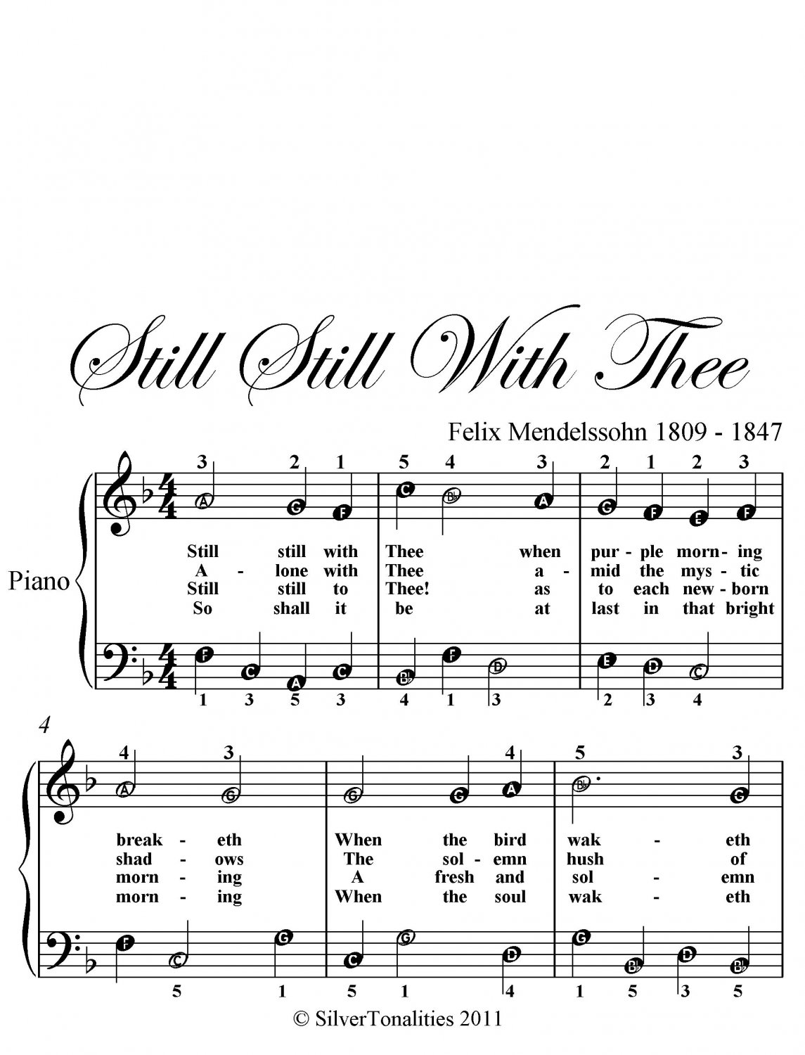 Still Still With Thee Easy Piano Sheet Music PDF