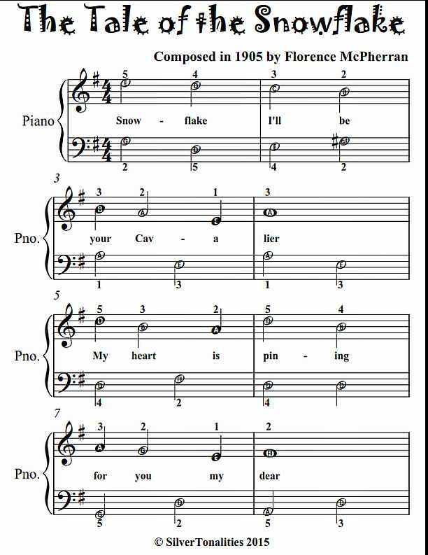 Tale of the Snowflake Easiest Piano Sheet Music for Beginner Pianists