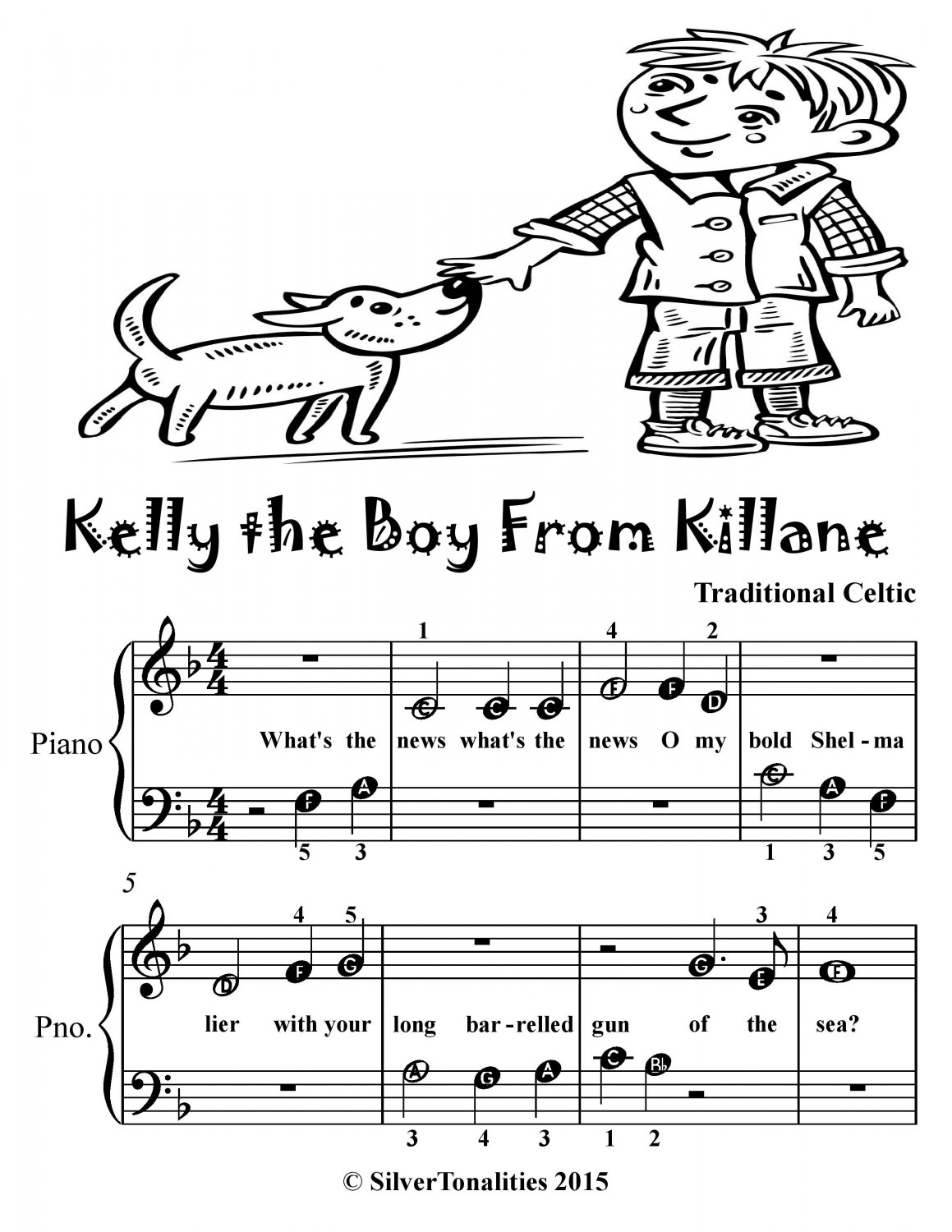 Kelly the Boy from Killane Beginner Piano Sheet Music Tadpole Edition