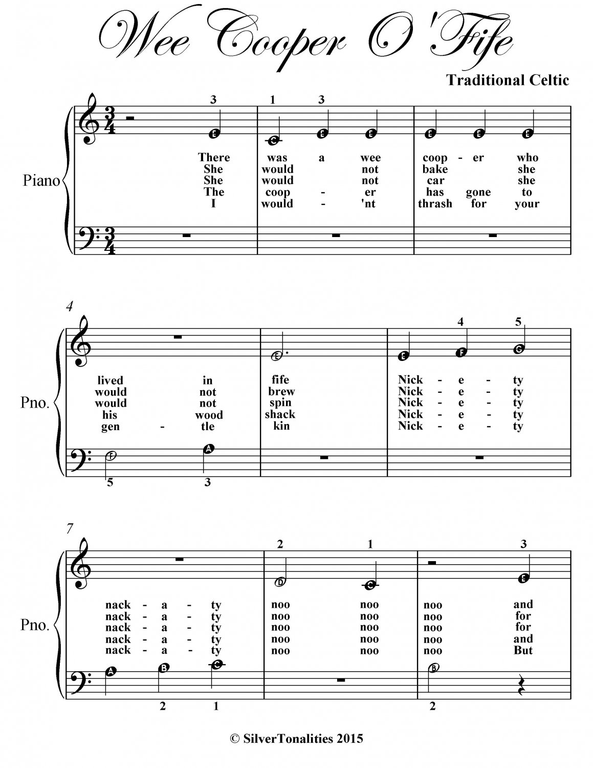 Wee Cooper O'Fife Beginner Piano Sheet Music