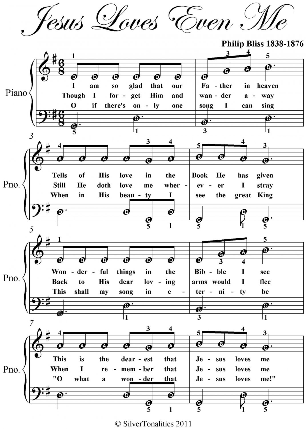 Jesus Loves Even Me Easy Piano Sheet Music PDF