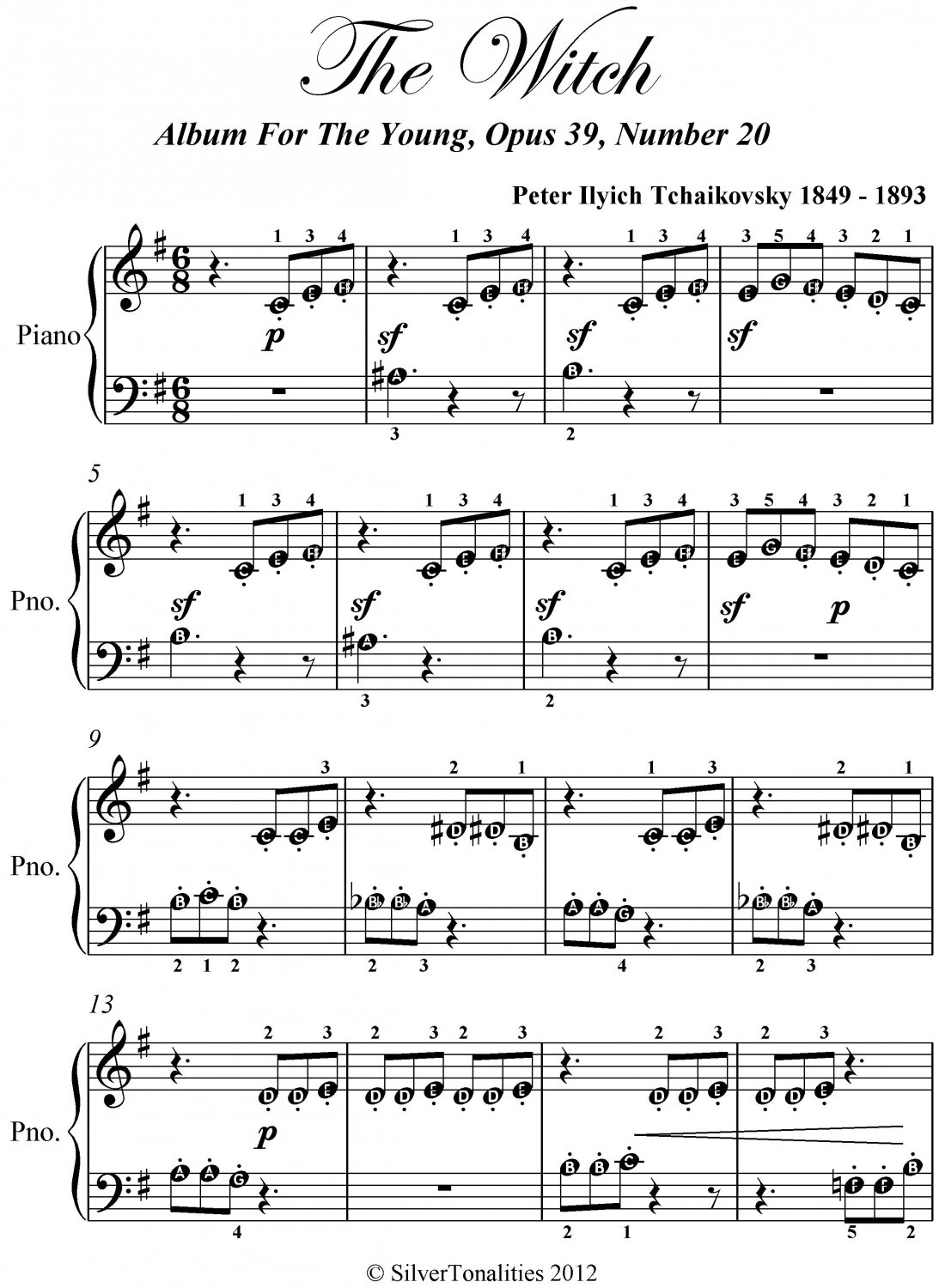 The Witch Opus 39 Number 20 Beginner Piano Sheet Music PDF