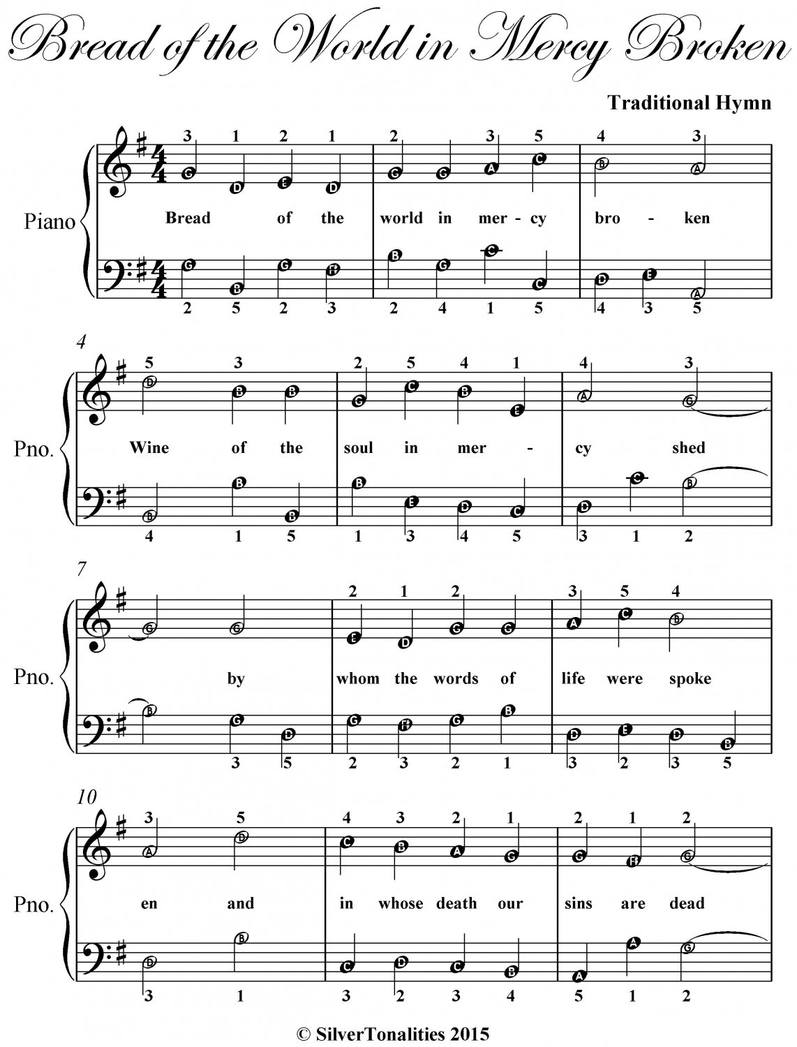 Bread of the World in Mercy Broken Easy Piano Sheet Music PDF