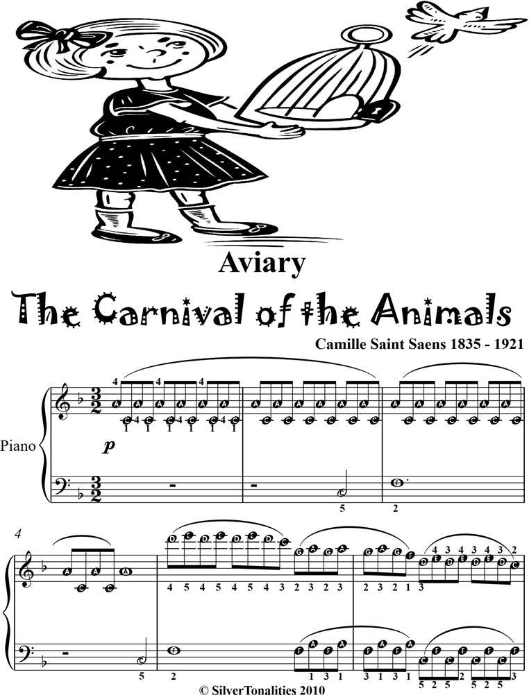 Aviary the Carnival of the Animals Easiest Piano Sheet Music 2nd Edition