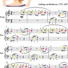 Fur Elise Easiest Piano Sheet Music with Colored Notes