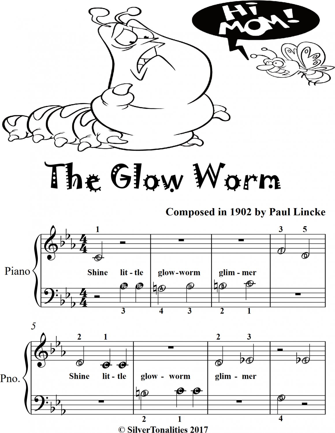 The Glow Worm Beginner Piano Sheet Music