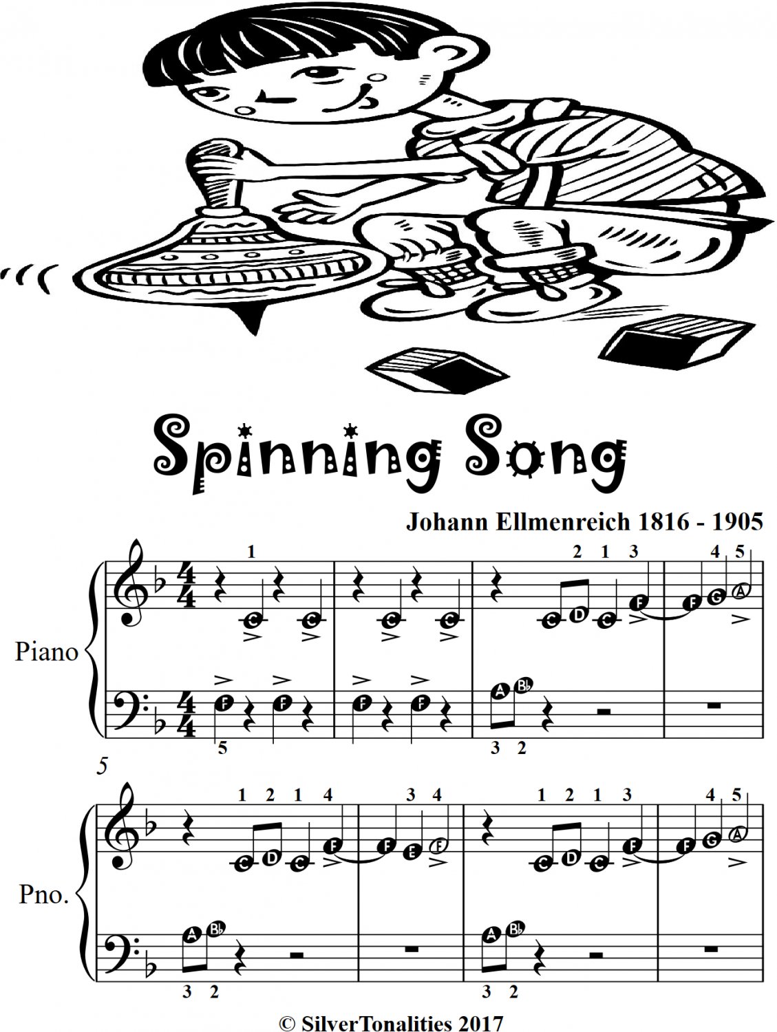 Spinning Song Beginner Piano Sheet Music