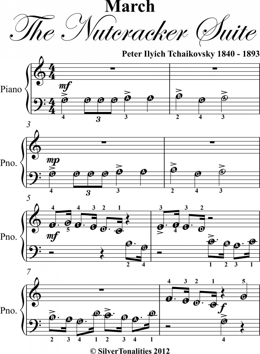 March The Nutcracker Suite Beginner Piano Sheet Music 2695