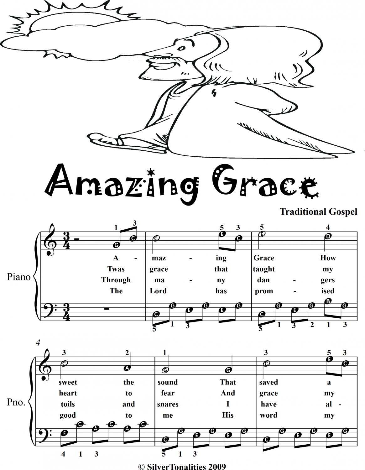 Amazing Grace Easy Piano Sheet Music 2nd Edition