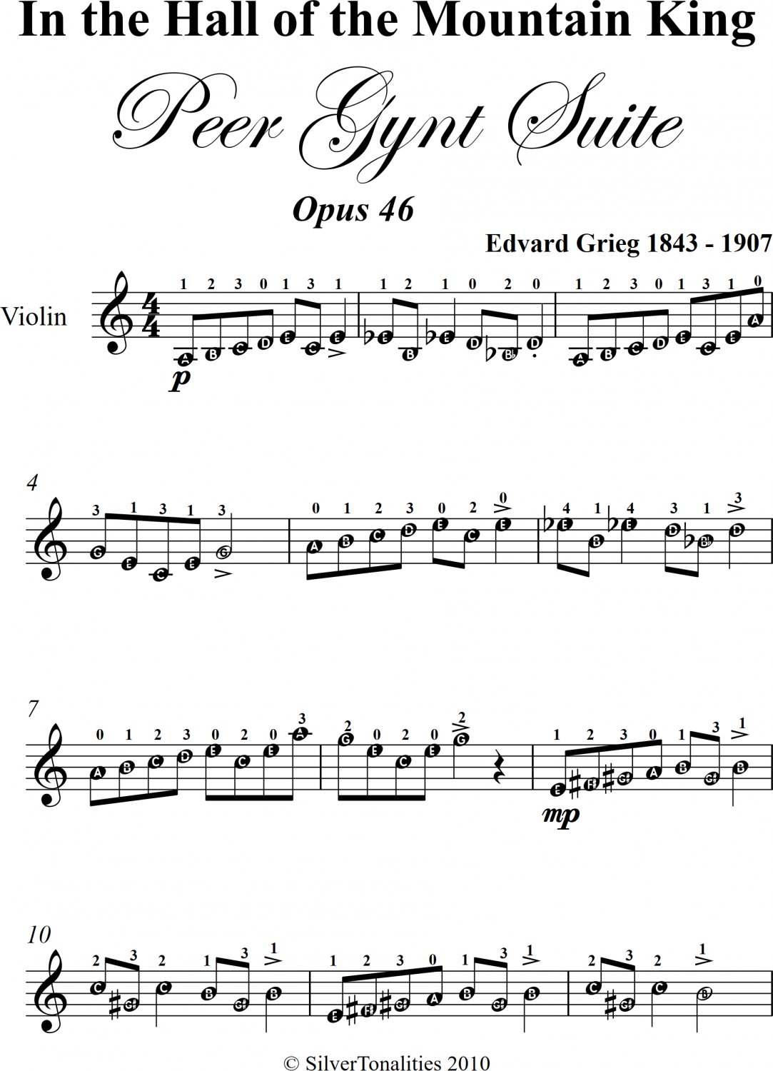 In the Hall of the Mountain King Easy Violin Sheet Music