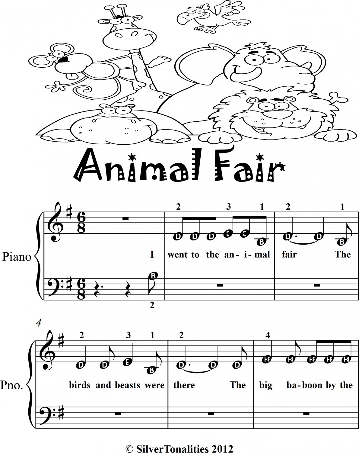 Animal Fair Beginner Piano Sheet Music