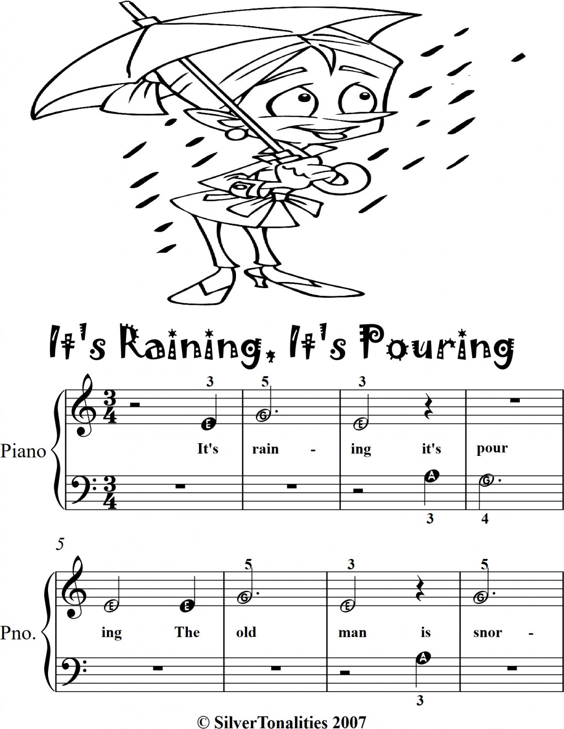 It's Raining It's Pouring Beginner Piano Sheet Music