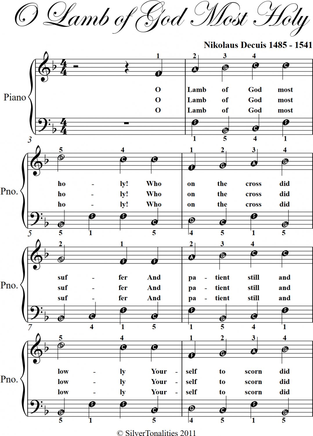 O Lamb of God Most Holy Easy Piano Sheet Music