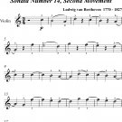 Moonlight Sonata Second Movement Easy Violin Sheet Music