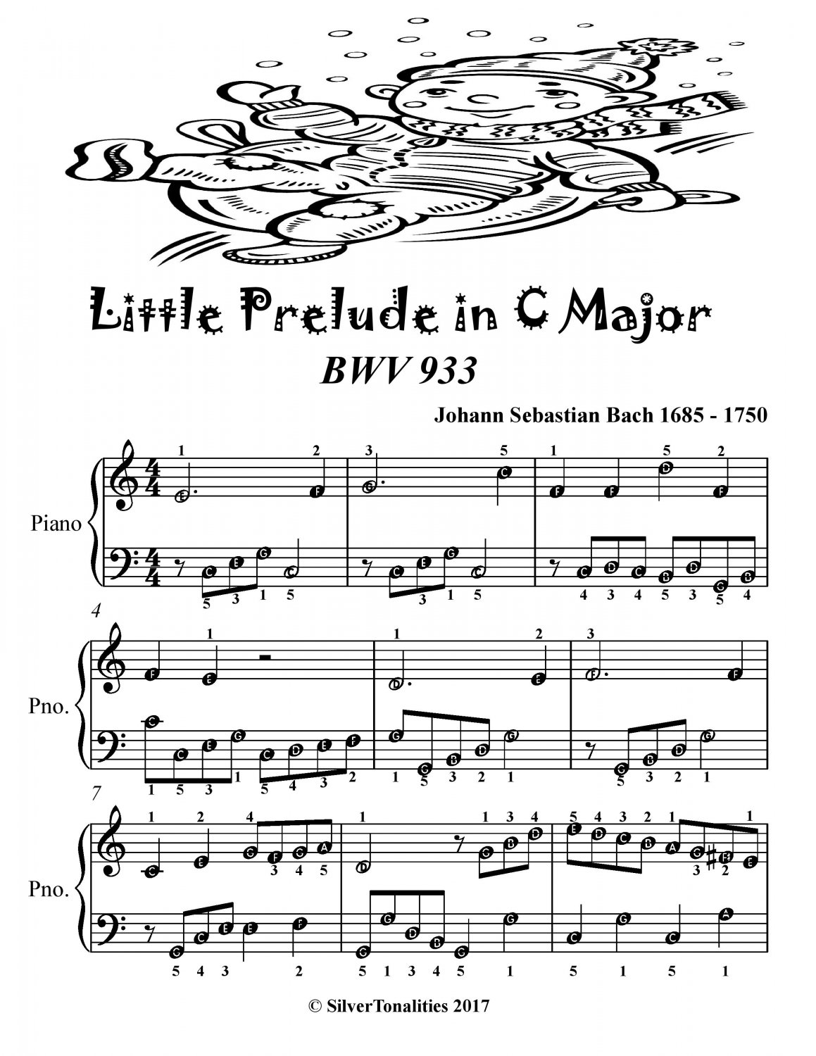 Little Prelude in C Major Bwv 933 Easiest Piano Sheet Music