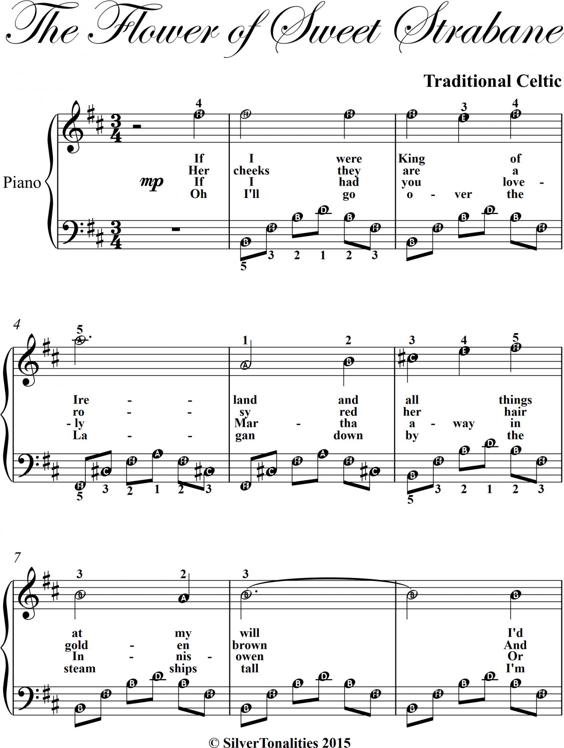 Flower of Sweet Strabane Easy Piano Sheet Music