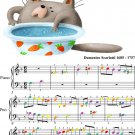 Cat's Fugue Easy Piano Sheet Music with Colored Notes