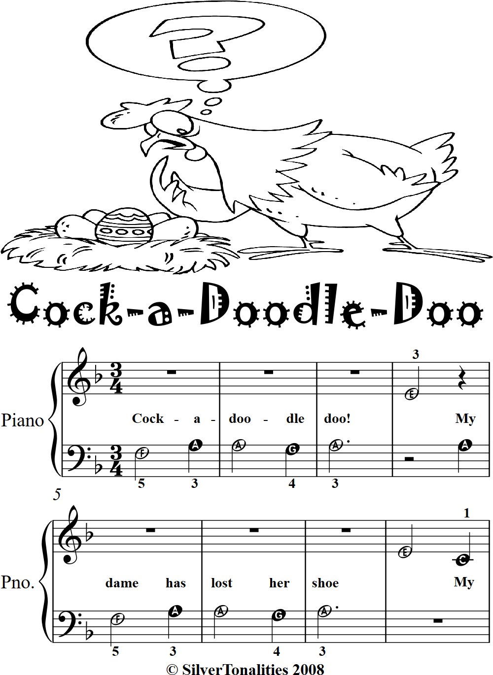 Cock a Doodle Doo Beginner Piano Sheet Music