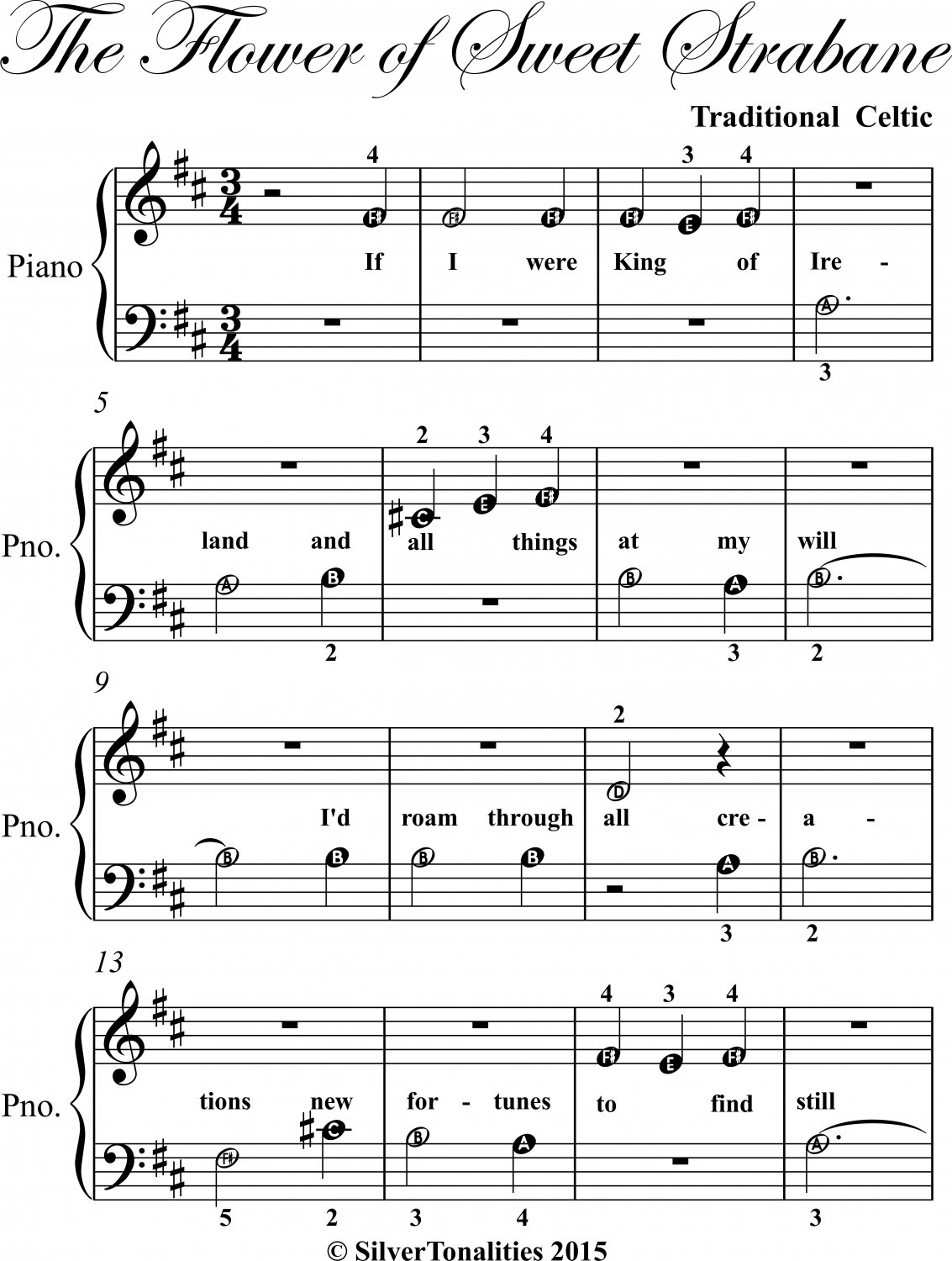 Flower of Sweet Strabane Beginner Piano Sheet Music
