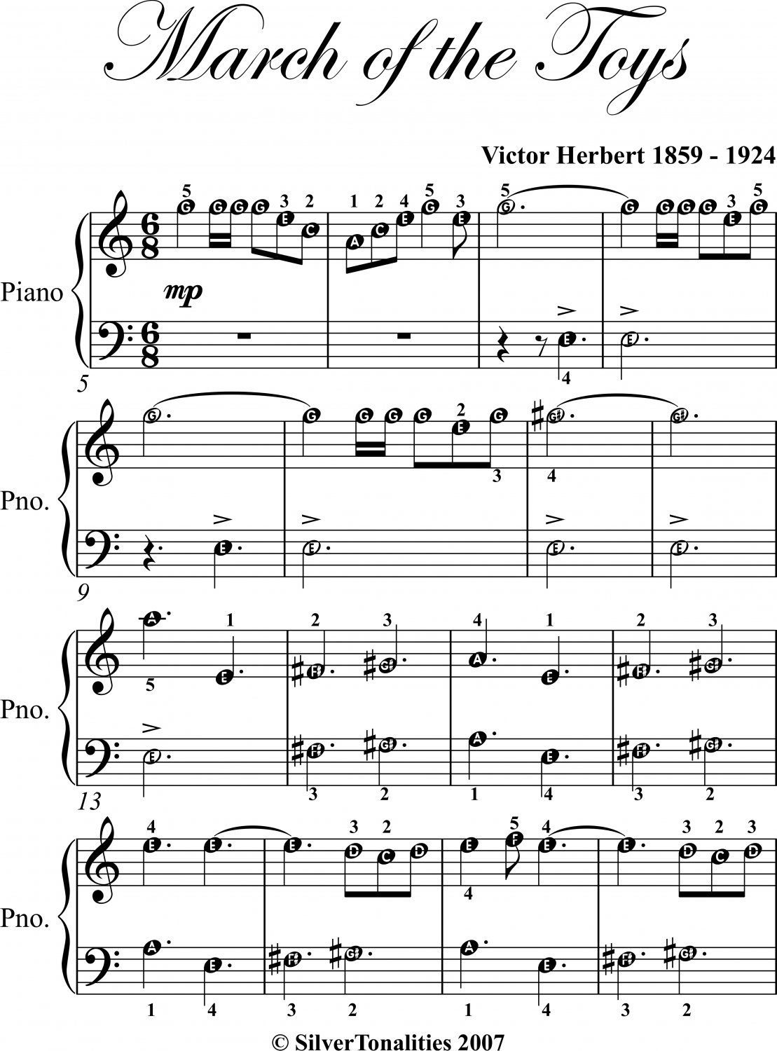 March of the Toys Victor Herbert Easy Piano Sheet Music