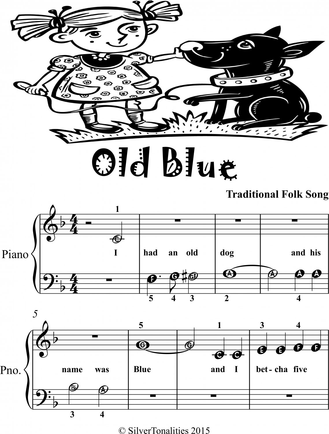 Old Blue Beginner Piano Sheet Music