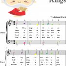 We Three Kings of Orient Are Easiest Piano Sheet Music with Colored Notation