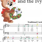 Holly and the Ivy Easiest Piano Sheet Music with Colored Notes