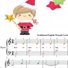 Here We Come A Caroling Easiest Piano Sheet Music with Colored Notes