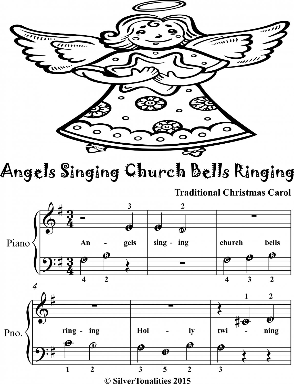 Angels Singing Church Bells Ringing Beginner Piano sheet Music