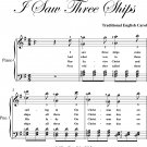 I Saw Three Ships Easy Intermediate Piano Sheet Music