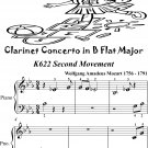 Clarinet Concerto in B Flat k622 2nd Movement Beginner Piano Sheet Music