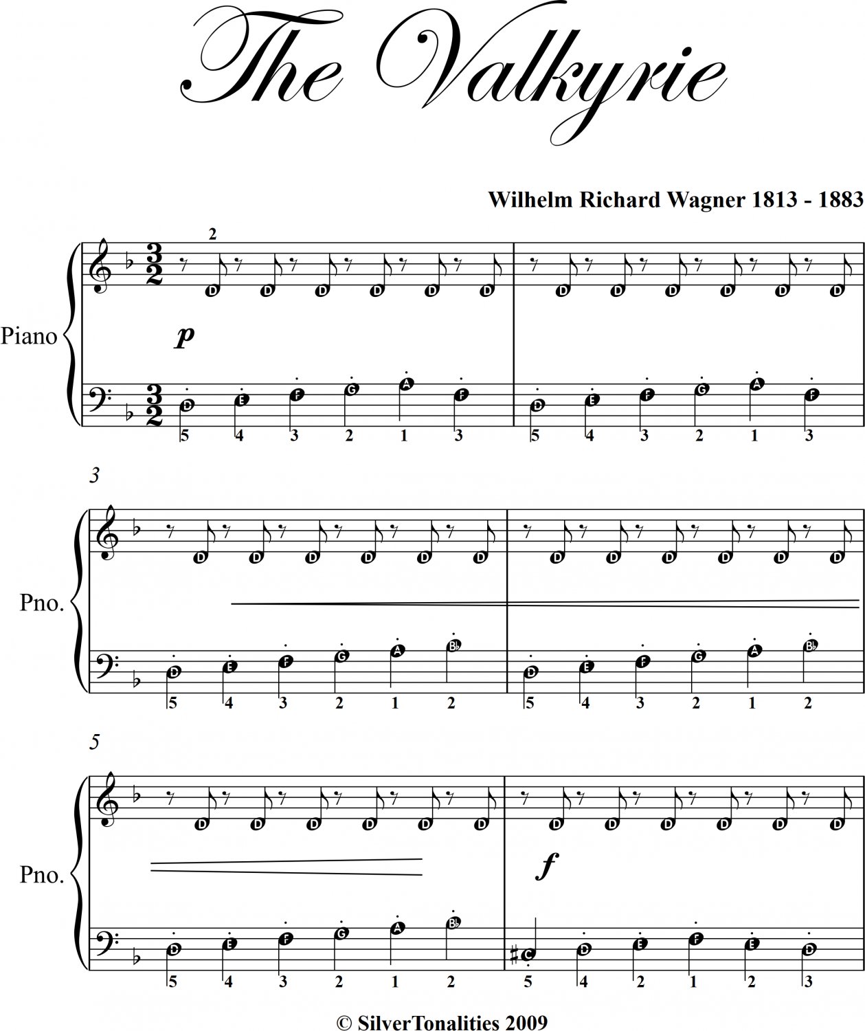 The Valkyrie Elementary Piano Sheet Music