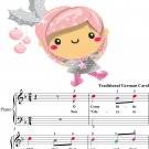 O Come Little Children Easiest Piano Sheet Music with Colored Notes