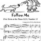 Follow Me First Term at the Piano Sz53 Number 13 Easiest Piano Sheet Music 2nd Edition