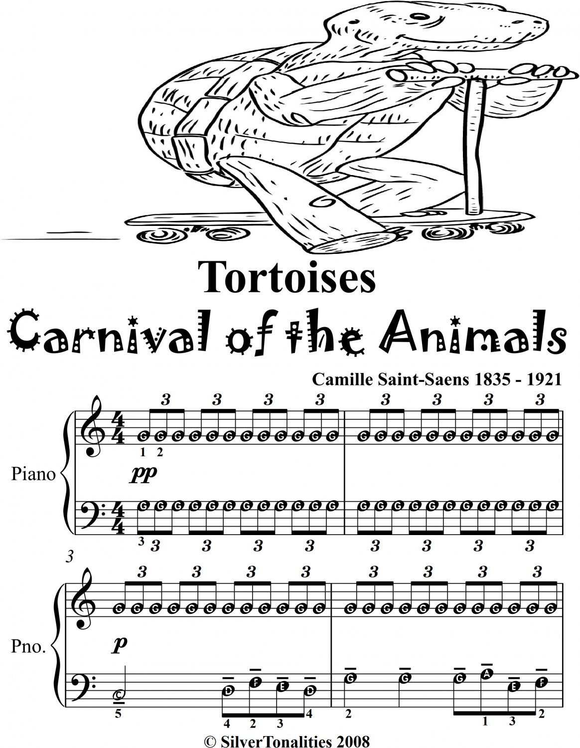 Tortoises Carnival of the Animals Beginner Piano Sheet Music 2nd Edition