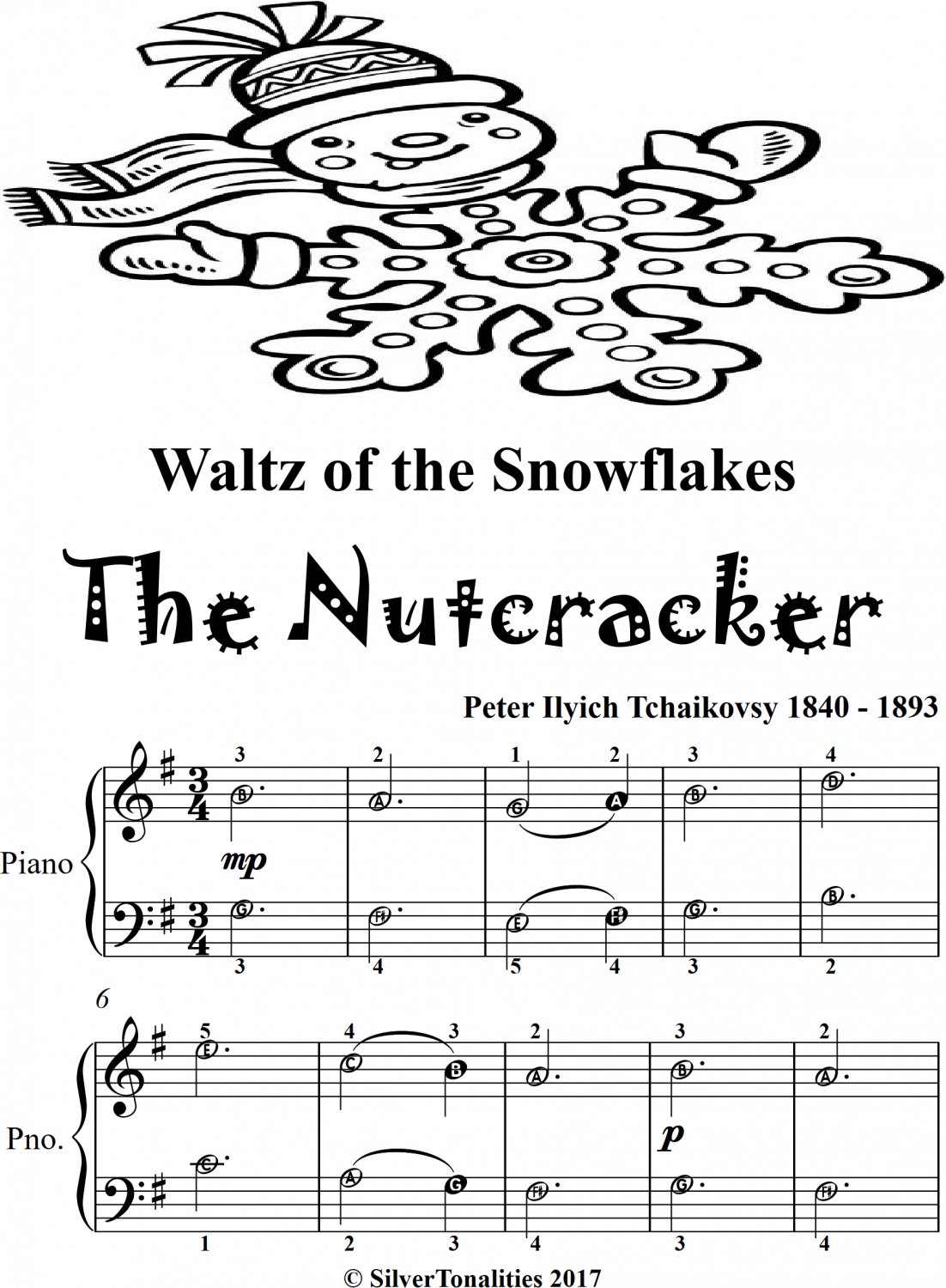 Waltz of the Snowflakes the Nutcracker Easiest Piano Sheet Music