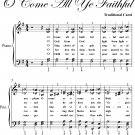 O Come All Ye Faithful Elementary Piano Sheet Music