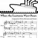 When the Lusitania Went Down Easy Piano Sheet Music 2nd Edition