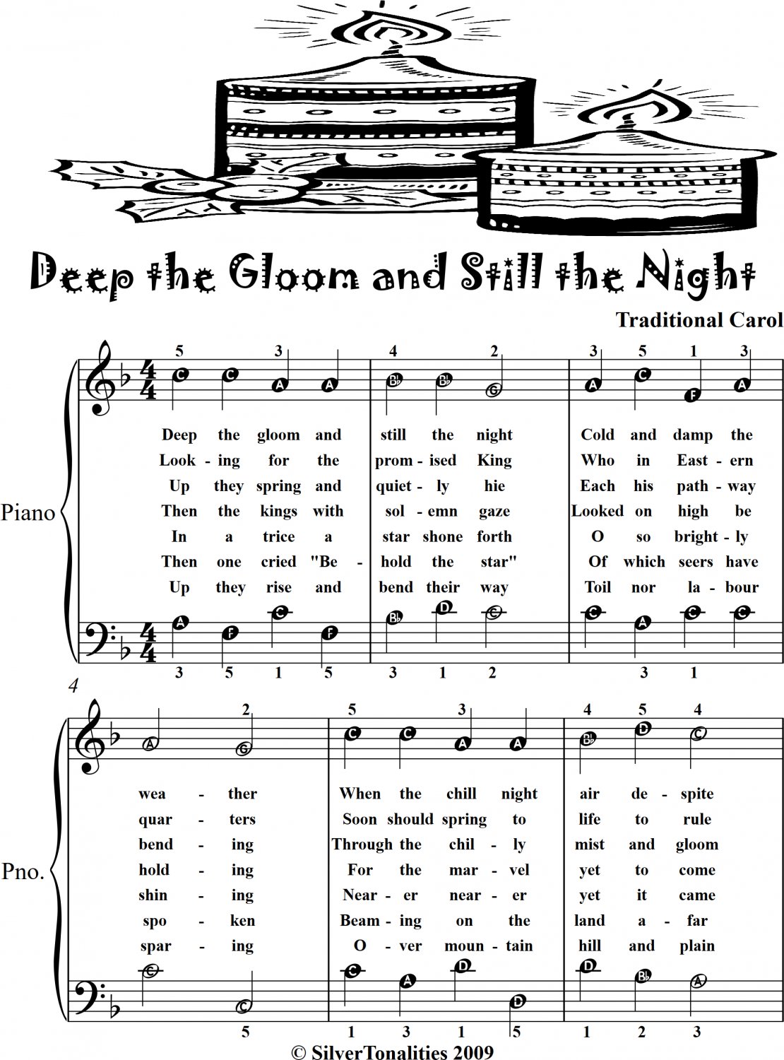 Deep the Gloom and Still the Night Easy Piano Sheet Music 2nd Edition