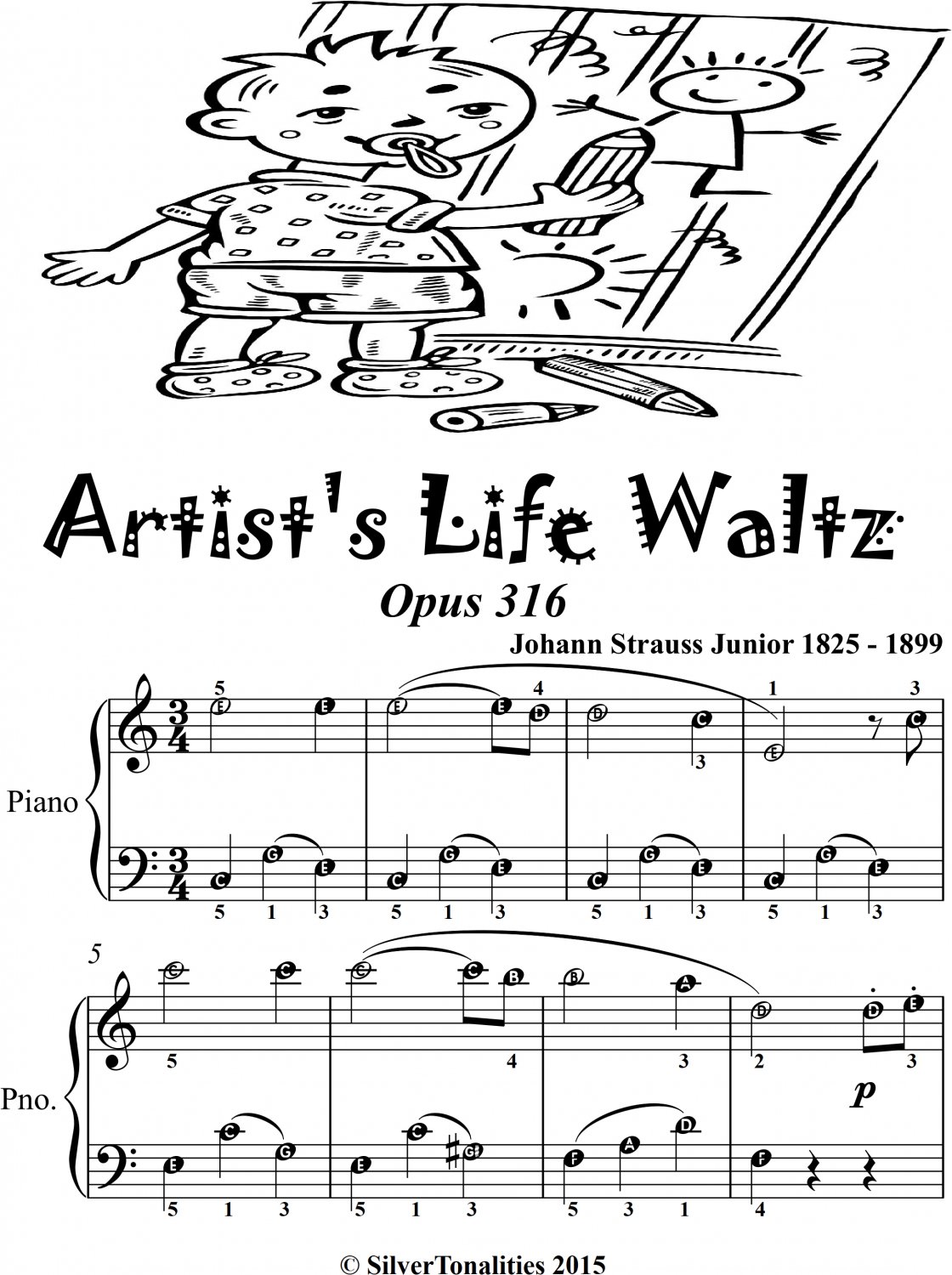 Artist's Life Waltz Opus 316 Easiest Piano Sheet Music 2nd Edition