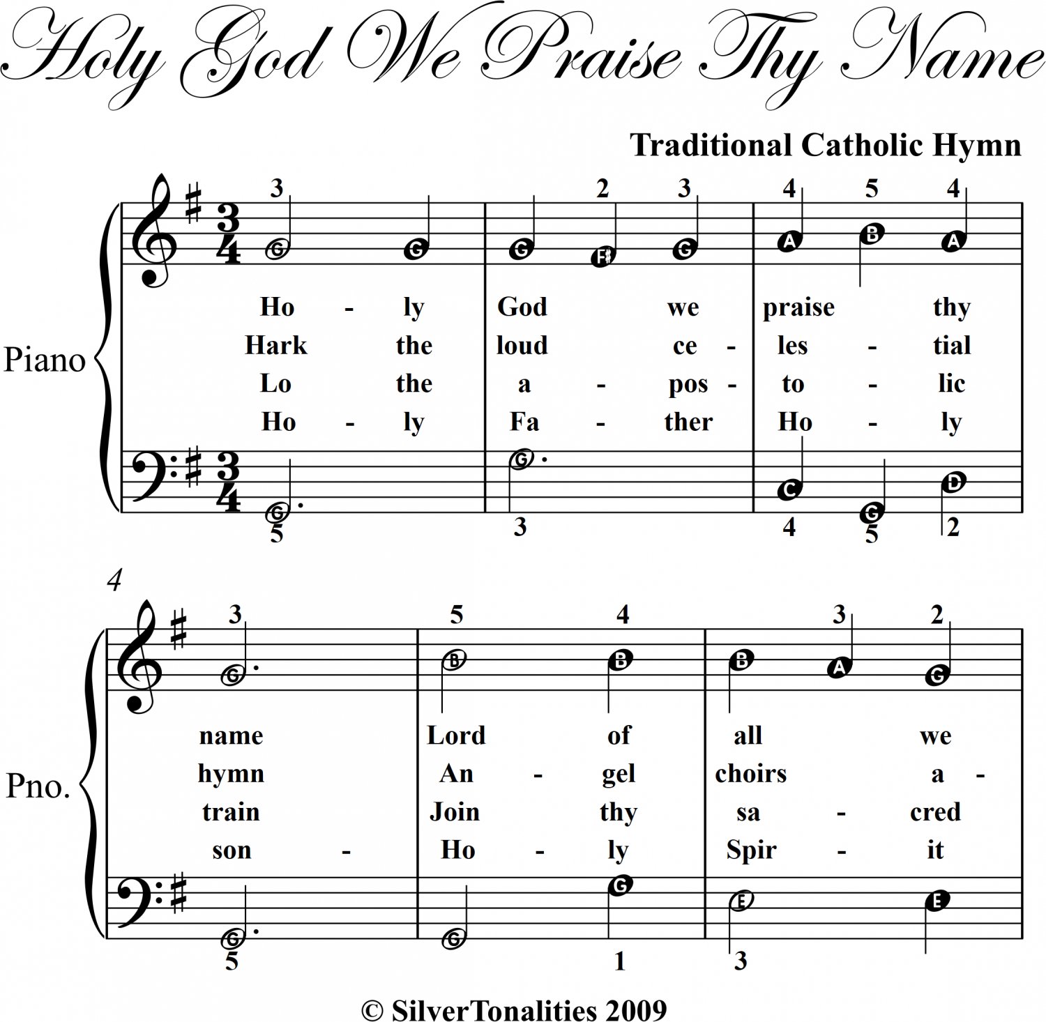 Holy God We Praise Thy Name Easy Piano Sheet Music
