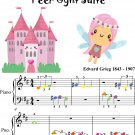 Dance of the Mountain King's Daughter Peer Gynt Beginner Piano Sheet Music with Colored Notes